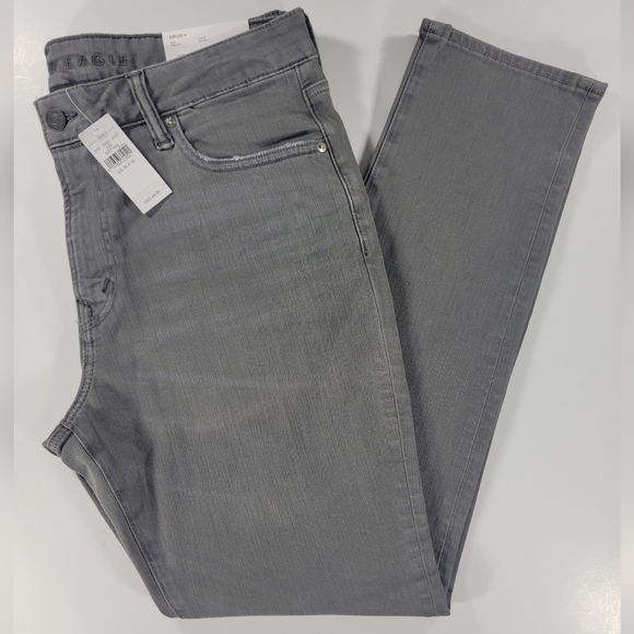 NEW American Eagle Jeans Mens 36x32 Gray Slim Straight Airflex Stretch NWT - Picture 1 of 14